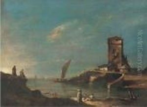 A Capriccio With A Tower, Figures In The Foreground