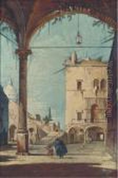 Elegant Figures Beneath Arches - view 1
