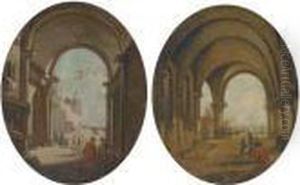 Figures Beneath The Arches Of The Doge's Palace by Francesco Guardi