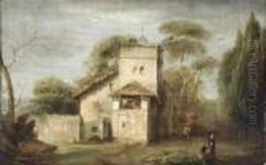 Figures Beside A Villa