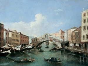 Venezianische Vedute. Blick Uber Den Canale Grande Auf Die Rialtobrucke.