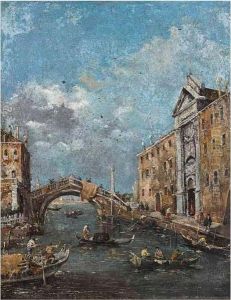 Venice, A Capriccio View Of A Canal by Francesco Guardi