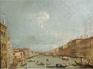 Gondolas On The Grand Canal, Venice by Francesco Guardi