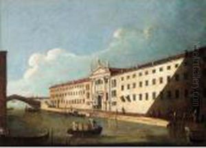 Venice, A View Of The Rio Mendicanti by Francesco Guardi