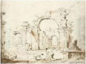 Pen And Brown Ink And Wash Over Traces Of Black Chalk by Francesco Guardi