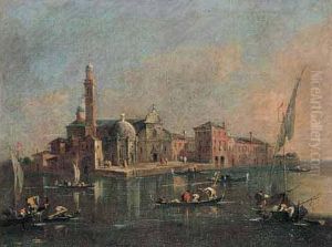Vue De L'isola Di San Michele Pres De Murano by Francesco Guardi