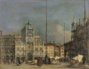 The Piazza San Marco, Venice, Looking North Towards The Torre Dell'orologio by Francesco Guardi