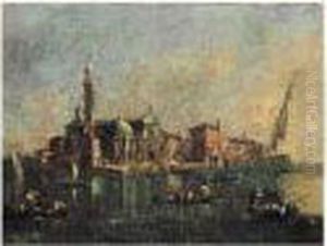 Vue De L'isola Di San Michele Pres De Murano. by Francesco Guardi