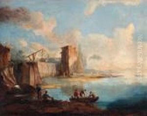 A Capriccio View Of A Venetian Lagoon by Francesco Guardi