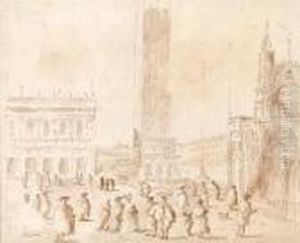Figures In The Piazza San Marco by Giacomo Guardi