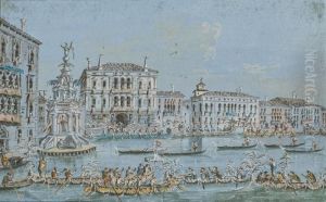 Regate Sur Le Canal Grande A Venise Avec Ca Baldi Et Ca Foscari Al'arriere-plan