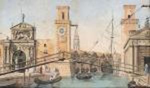 The Riva Degli Schiavoni With Punta Della Dogana; And The Arsenale by Giacomo Guardi