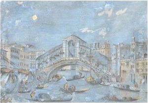 Veduta Del Ponte Di Rialto by Giacomo Guardi