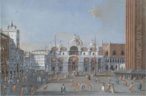 Venice, A View Of The Basilica Di San Marco From The Piazza by Giacomo Guardi