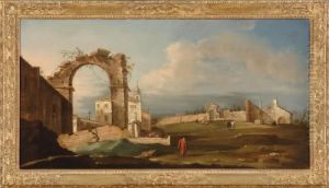 Italienische Stadtansicht Mit Antiken Ruinen. by Giacomo Guardi