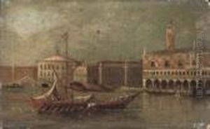The Molo, Venice, From The
Bacino Di San Marco; And The Punta Della Dogana, Venice, With Santa
Maria Della Salute by Giacomo Guardi
