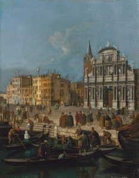 Venezianisches Capriccio Mit Der
 Kirche S. Maria Zobenigo. In Einem Holzgeschnitzten Und Vergoldeten 
Venezianischen Rahmen. Ol Auf Leinwand. H 43,5; B 34,3 Cm. Gutachten D. 
Succi. Provenienz: Coll. Mrs. Montefiore, London; Slg. Francesco Genova,
 V - view 1