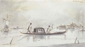 Venezia, San Lazzaro Degli Armeni, Con Una Gondola by Giacomo Guardi