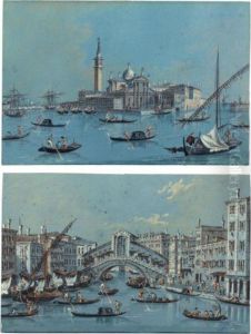 A Pair Of Venetian Views: The Rialto And San Giorgio Maggiore by Giacomo Guardi