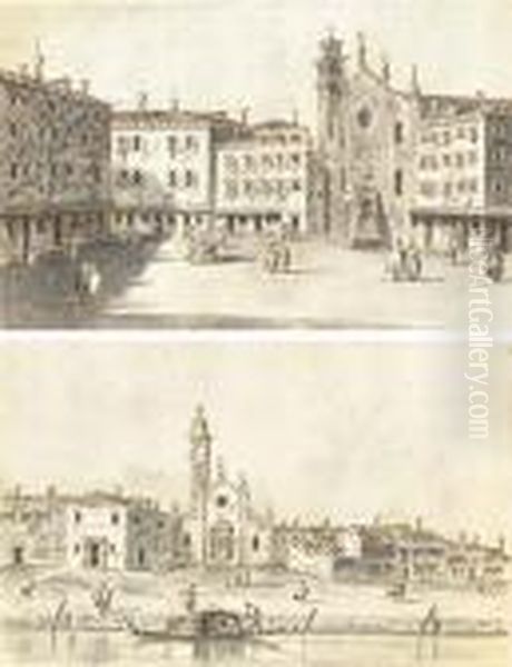 The Campo Sant'aponal 
(apollinare), Venice; And The Fondamenta Andchurch Of The Madonna 
Dell'orto, Venice - view 1