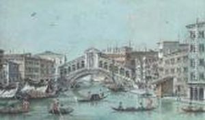 View Of The Rialto Bridge And The Fondaco Dei Tedeschi,venice by Giacomo Guardi
