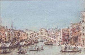 The Rialto Bridge by Giacomo Guardi