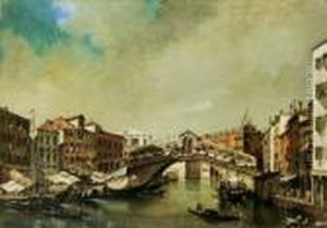Die Rialto-brucke In Venedig.