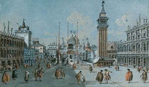 The Piazza San Marco; And The Piazzetta, San Marco, Venice by Giacomo Guardi