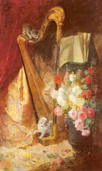 Kittens by a Harp (or A Playful Time) - view 1