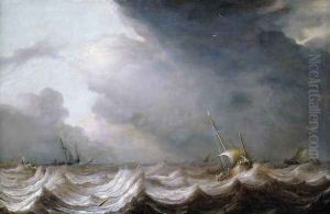Dutch Vessels at Sea in Stormy Weather