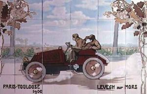 Levegh driving a Mors car in the Paris to Toulouse race of 1900 by Ernest Montaut