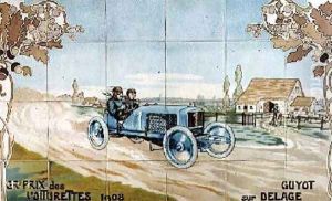 Guyot driving a Delage car in the Light Car Grand Prix of 1908 by Ernest Montaut