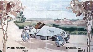 Gabriel driving a Mors car in the Paris to Madrid race of 1903 by Ernest Montaut