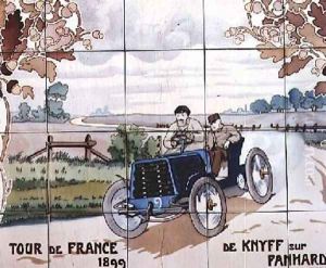De Knyff driving a Panhard car in the Tour de France of 1899