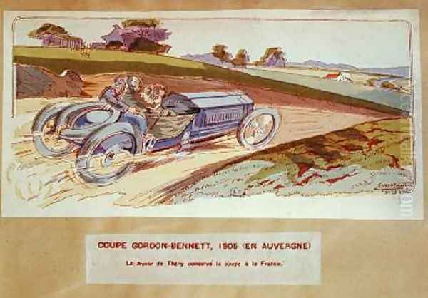 The Richard-Brasier car driven by Leon Thery during the Gordon-Bennett race in the Auvergne in 1905 1910 - view 1