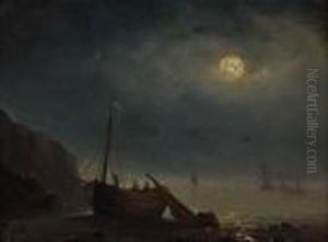 Pecheurs Au Crepuscule by Herminie Gudin