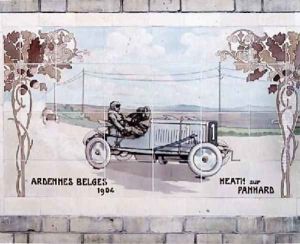 Heath driving a Panhard car through the Belgian Ardennes in 1904 by Ernest Montaut