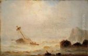 Voilier En Peril by Herminie Gudin