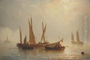 Retour De Peche A La Tombee Du Jour by Herminie Gudin