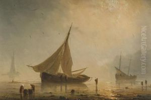 Fishing Boats In A Calm by Herminie Gudin