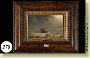 Barque Dans La Tempete by Herminie Gudin
