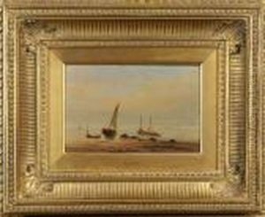 Tillskriven: Kustlandskap Med Fiskebatar, Signerad H. Gudin by Herminie Gudin