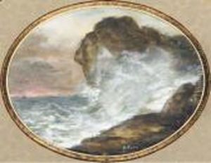 Un Paysage Avec Une Vague Fracassant Un Rocher Un Paysage Avec Une Vague Fracassant Un Rocher
