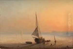 Beached Fishing Boat, Sunset; Shrimping