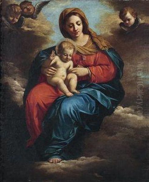 The Virgin And Child On Clouds - view 1
