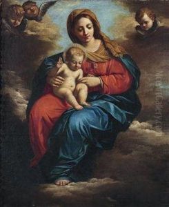 The Virgin And Child On Clouds by Giovanni Francesco Barbieri