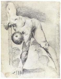 A Study Of A Man Bending Down