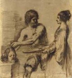 Salome Receiving The Head Of Saint John The Baptist by Giovanni Francesco Barbieri