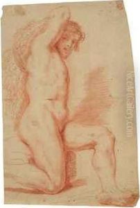Homme Nu Agenouille Portant Un Fagot Sur Le Dos by Giovanni Francesco Barbieri
