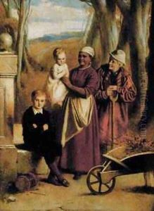 Two Children Nurse and Old Man by William Mulready